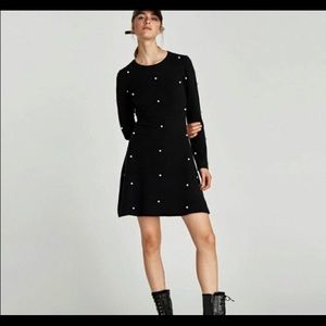 Zara Pearl Black Sweater Dress